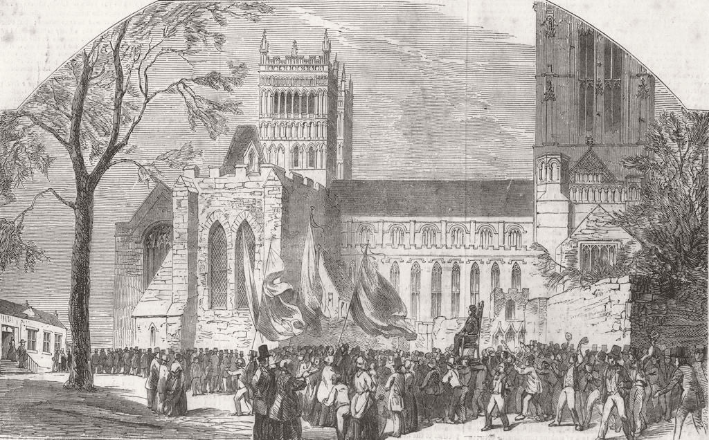 DURHAM. Election-Chairing of Lord Vane 1852 old antique vintage print picture